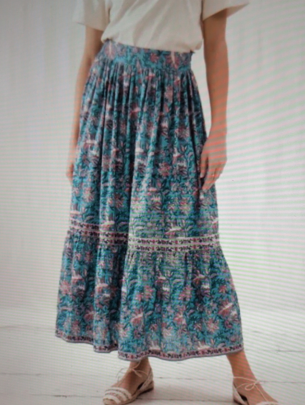 Louise Misha Jansiane Teal Garden of Eden Maxi Skirt